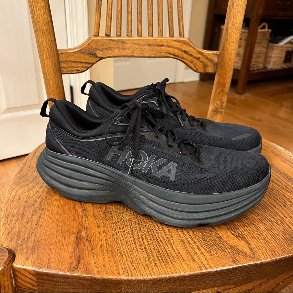 Hoka Bondi 8 Men’s 11 2E EE Wide All Black Sneakers Shoes Running Work